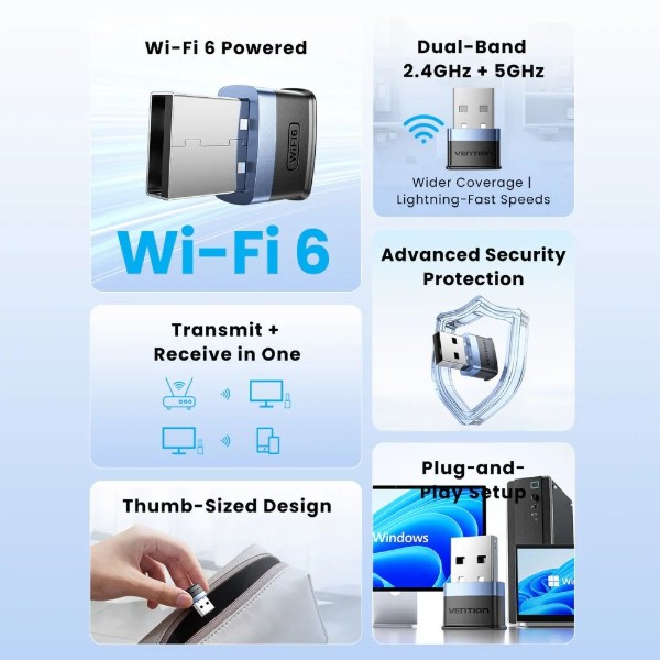 Фото - USB-адаптер мережі WiFi Vention KDEB0