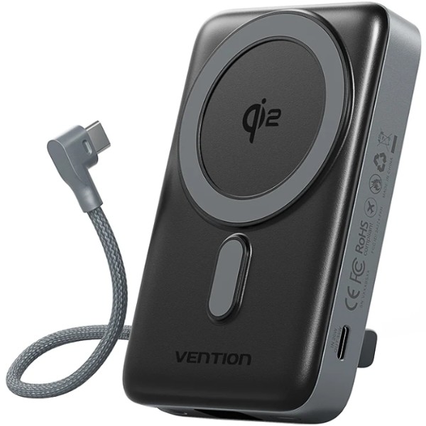 Фото - Батарея мобільна Vention Magnetic Wireless 10000mAh 35W PD USB-C In/Out (FKHH0)