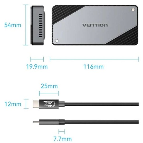 Фото - Зовнішня кишеня Vention M.2 (NVME) B&M Key/M Key USB Type-C 4.0 (KPZH0)