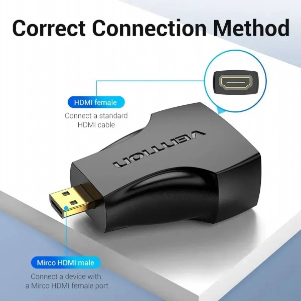 Фото - Перехідник HDMI Vention Micro HDMI M - HDMI F, PVC black (AITB0)