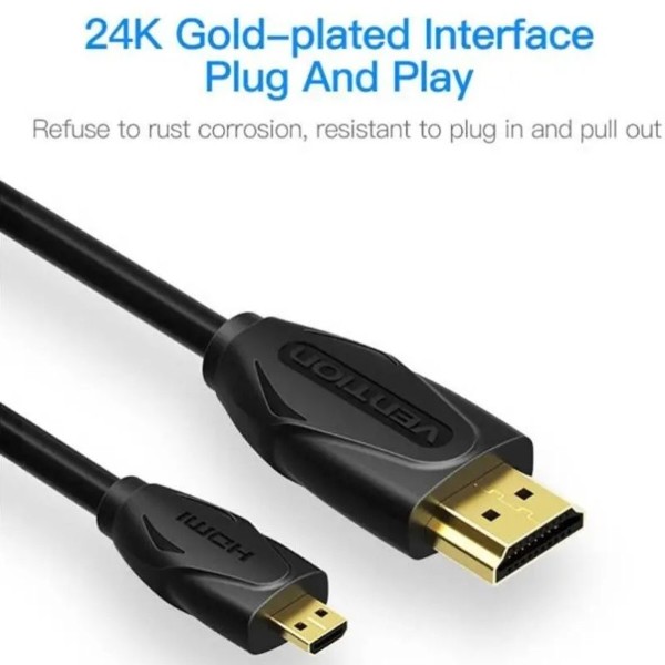 Фото - Кабель HDMI Vention HDMI M - Micro M, 3.0 м, V2.0 4K 60Гц 18Gbps HDR Dolby PVC (VAA-D03-B300)