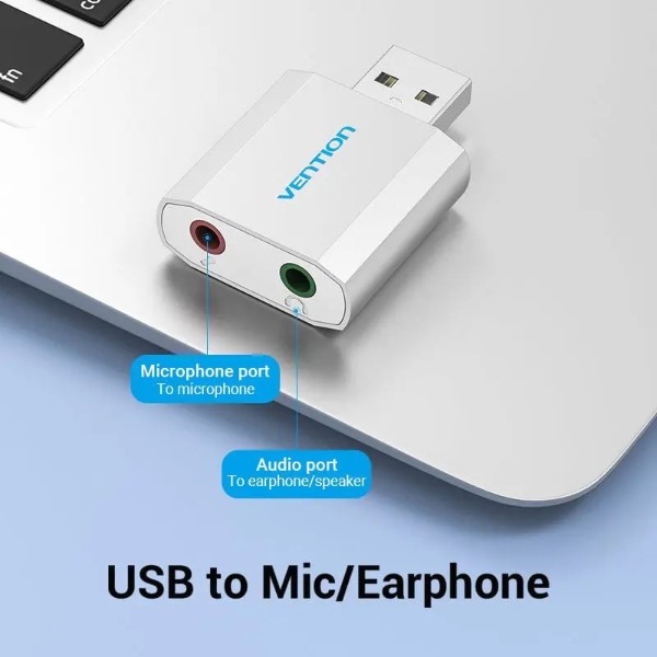 Фото - Звуковая карта Vention USB AUX jack, 2*TRS (Mic + Ear), Aluminum alloy (VAB-S13)