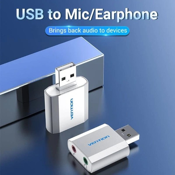 Фото - Звуковая карта Vention USB AUX jack, 2*TRS (Mic + Ear), Aluminum alloy (VAB-S13)