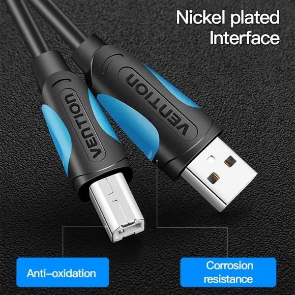 Фото - Кабель USB type A - USB type B Vention USB 2.0 AM-BM, 1.5 м, PVC, black (VAS-A16-B150)