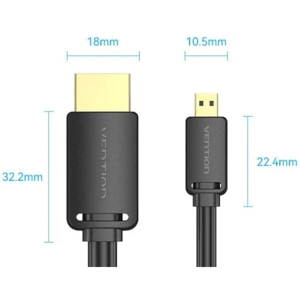 Фото - Кабель HDMI Vention HDMI M - Micro HDMI M, 1m V2.0 (AGIBF)