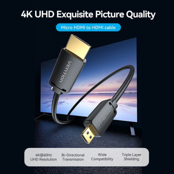 Фото - Кабель HDMI Vention HDMI M - Micro HDMI M, 1m V2.0 (AGIBF)