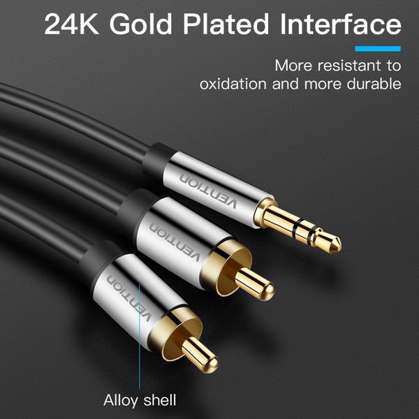 Фото - Кабель 3.5 мм - RCA Vention AUX 3.5 mm M - 2xRCA M 2 m Black (BCFBH)