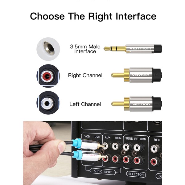 Фото - Кабель 3.5 мм - RCA Vention AUX 3.5 mm M - 2xRCA M 2 m Black (BCFBH)