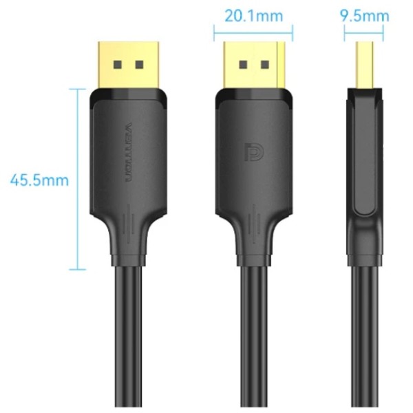 Фото - Кабель Vention DisplayPort M - M 3.0м, V1.2, 4K 60 Гц 3D Dolby 7.1 (HAKBI)