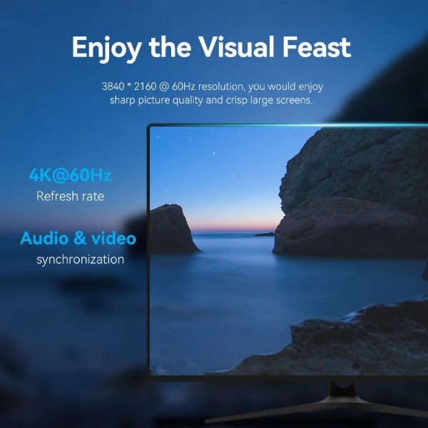 Фото - Кабель Vention DisplayPort M - M 3.0м, V1.2, 4K 60 Гц 3D Dolby 7.1 (HAKBI)