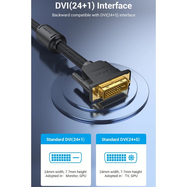 Фото - Кабель Vention DVI-D 24M - 24M, 3.0 м, 2K 60Hz (EAEBI)