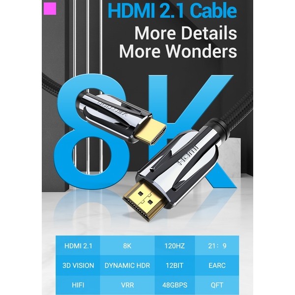 Фото - Кабель HDMI Vention HDMI-HDMI 2 m v2.1 (AALBH)