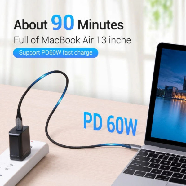 Фото - Кабель Vention USB 3.1 Type-C M-M 0.5m (TAAHD)