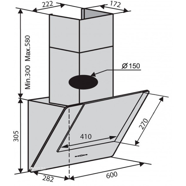 Фото - Витяжка декоративна Ventolux DIAMOND 60 BK (700) PB