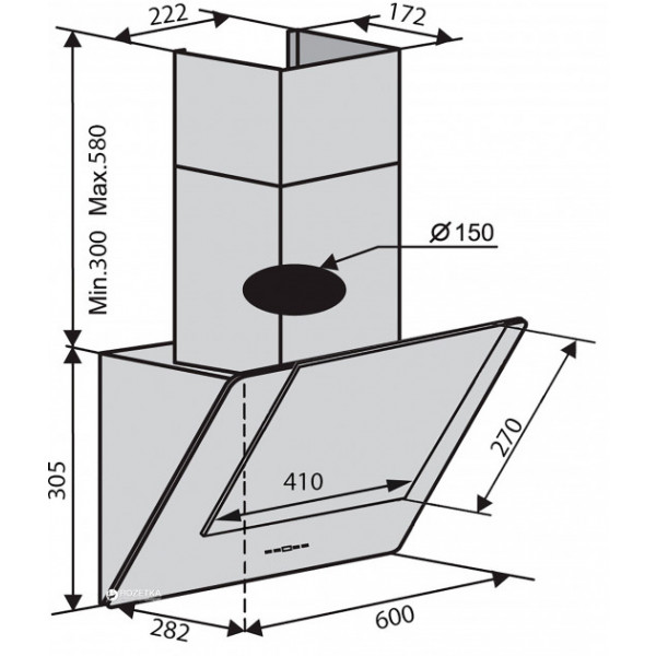 Фото - Вытяжка декоративная Ventolux DIAMOND 60 WH (700) PB