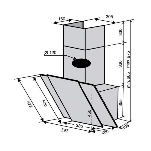 Фото - Вытяжка декоративная Ventolux TORINO 60 BK (750) PB