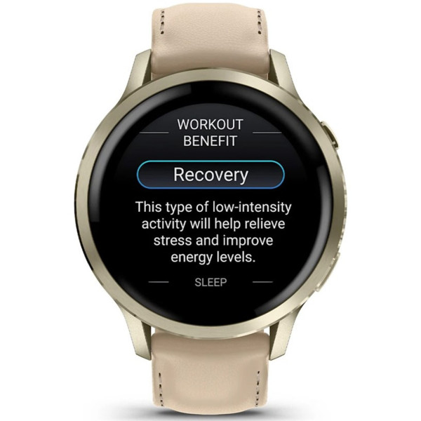 Фото - Смарт-годинник Garmin Venu 4 (41mm), Beige w/ Lunar Gold + Leather (010-03013-03)