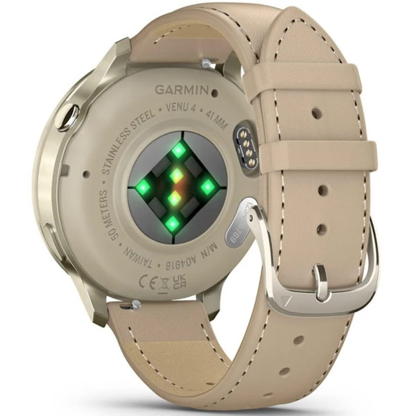 Фото - Смарт-годинник Garmin Venu 4 (41mm), Beige w/ Lunar Gold + Leather (010-03013-03)