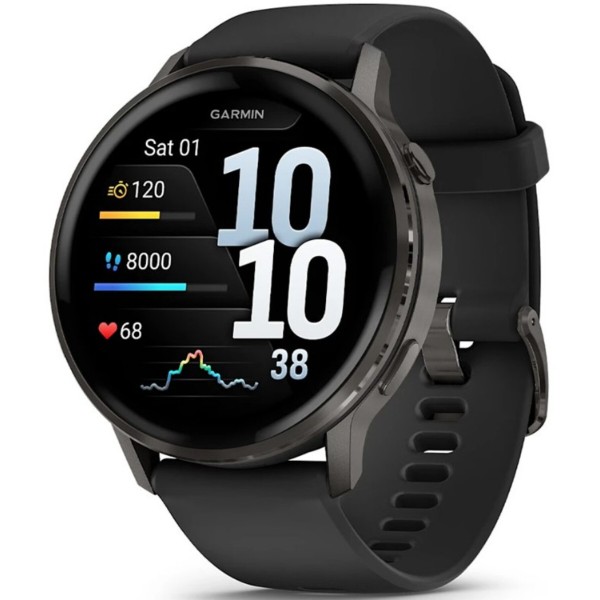 Фото - Смарт-часы Garmin Venu 4 (45mm), Black w/ Slate + Black (010-03014-00)