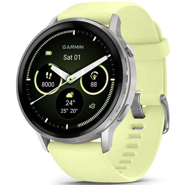 Фото - Смарт-годинник Garmin Venu 4 (45mm), Gray w/ Silver + Citron (010-03014-02)