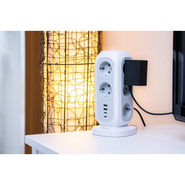 Фото - Мережевий фільтр Verbatim Power Tower EUPT-01 EU  11 р/2xUSB-C/2xUSB-A 2m (49547)