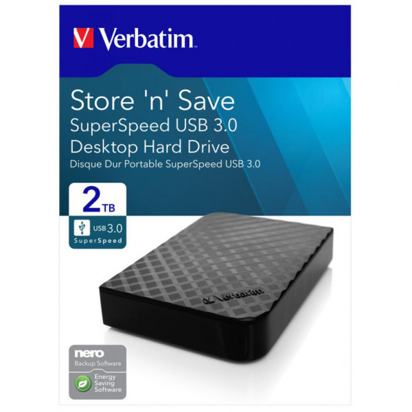 Фото - Жорсткий диск зовнішній Verbatim Store n Save 2TB Black (47683)