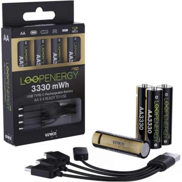 Фото - Аккумулятор тип AA Verico Loop Energy PRO AA USB Type-C 4 шт. (00-00064919)