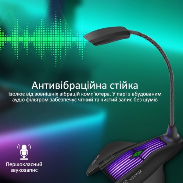 Фото - Мікрофон до комп'ютера дротовий Vertux Vertumic-1.black