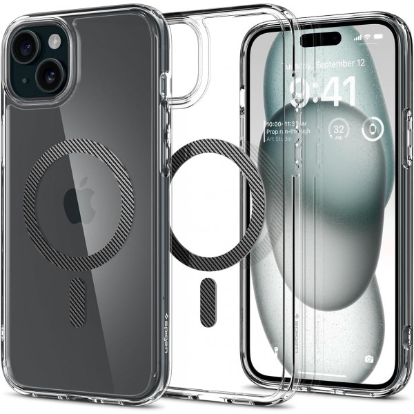 Фото - Чохол для смартфону Spigen for Apple iPhone 15 Plus Ultra Hybrid MagFit, Carbon Fiber (ACS06663)