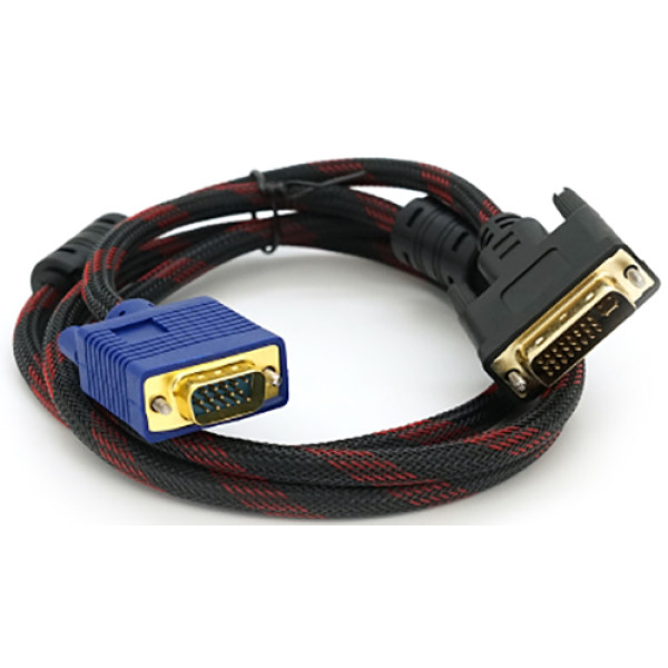 Фото - Кабель Voltronic VGA (тато)-DVI-I (тато)(24+5) 1.5m 2 фериту чорний (YT-VGA(M)-DVI(M)-1.5)
