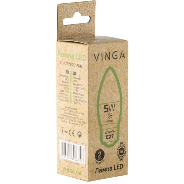 Фото - Лампочка світлодіодна Vinga VL-C37E27-54L