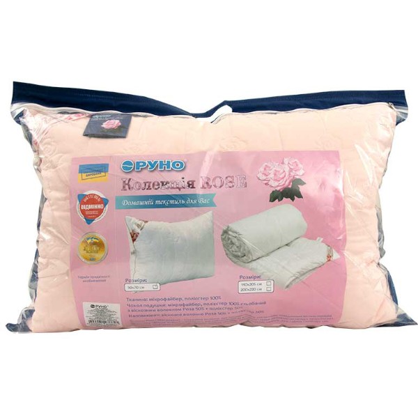 Фото - Подушка стандартна Руно 50х70 з волокна рози (310.52Rose Pink)