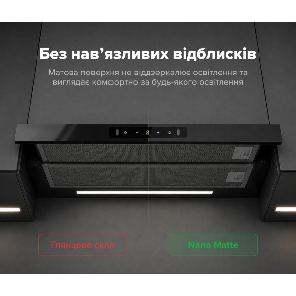 Фото - Вытяжка встраиваемая Interline SLIM ULTRA GLASS BL A/60 Nano Matte