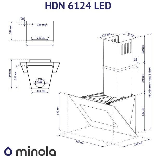 Фото - Витяжка декоративна Minola HDN 6124 BL LED