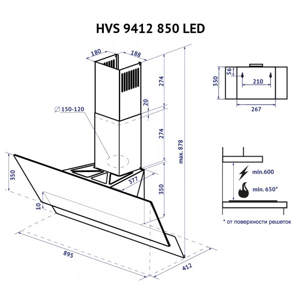 Фото - Вытяжка декоративная Minola HVS 9412 BL 850 LED