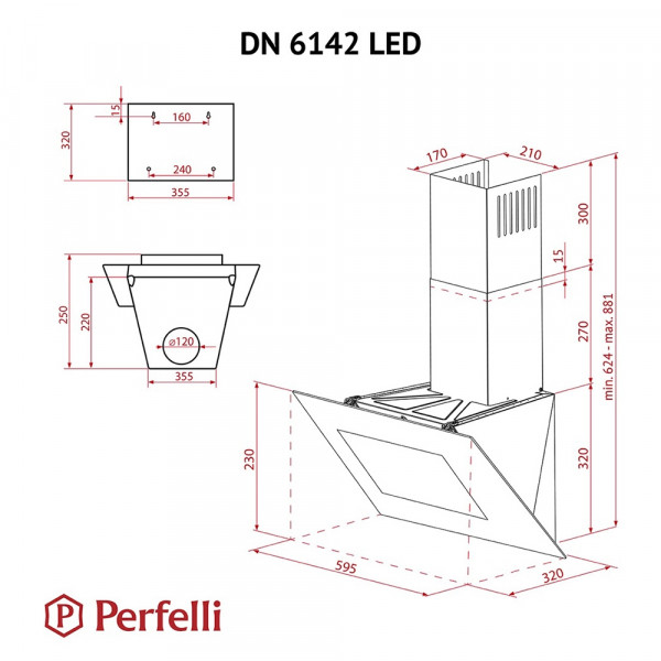 Фото - Витяжка декоративна Perfelli DN 6142 BL LED