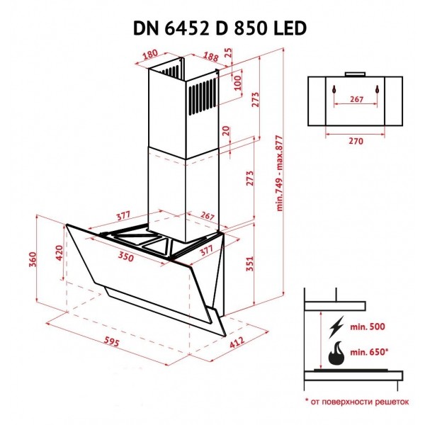 Фото - Вытяжка декоративная Perfelli DN 6452 D 850 IV LED