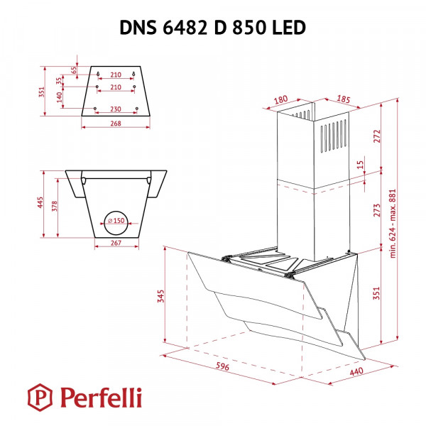 Фото - Витяжка декоративна Perfelli DNS 6482 D 850 WH LED