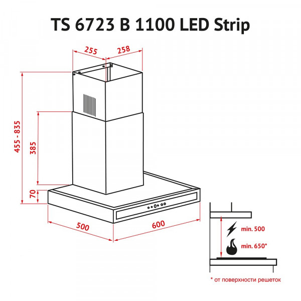 Фото - Вытяжка декоративная Perfelli TS 6723 B 1100 WH LED Strip