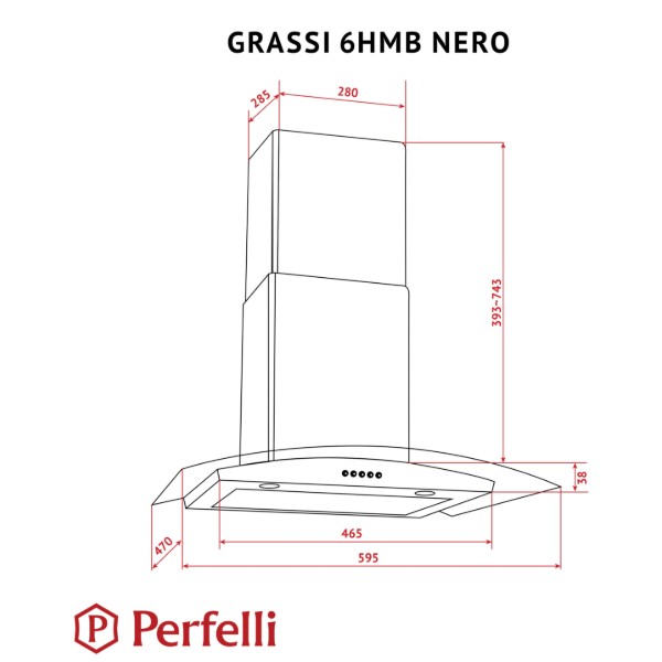 Фото - Вытяжка декоративная Perfelli GRASSI 6HMB NERO