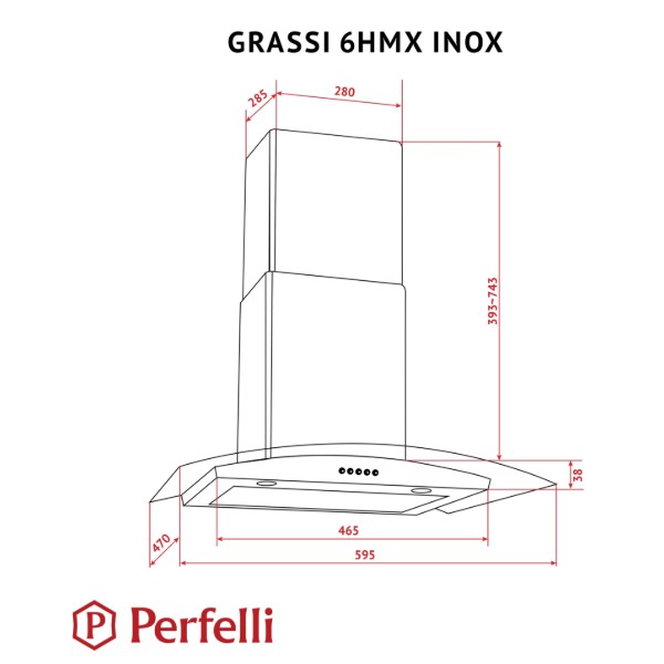 Фото - Вытяжка декоративная Perfelli GRASSI 6HMX INOX