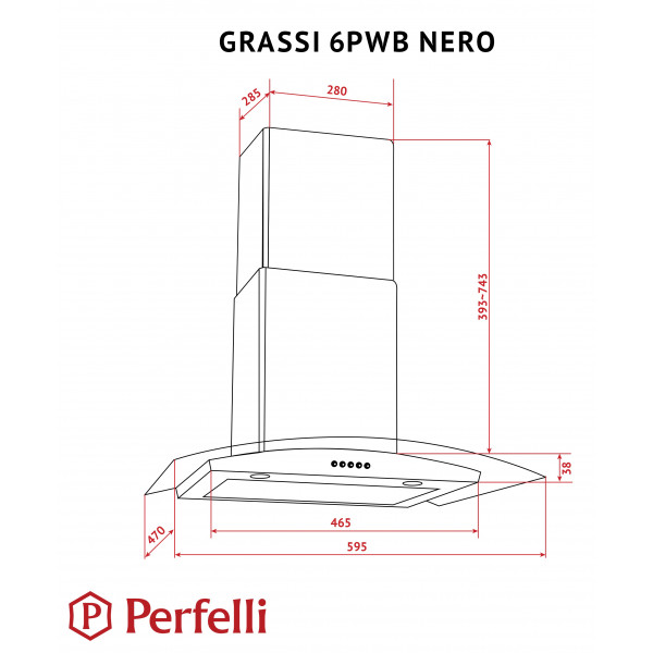 Фото - Витяжка декоративна Perfelli GRASSI 6PWB NERO