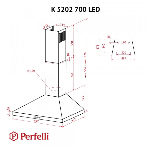 Фото - Вытяжка декоративная Perfelli K 5202 WH 700 LED