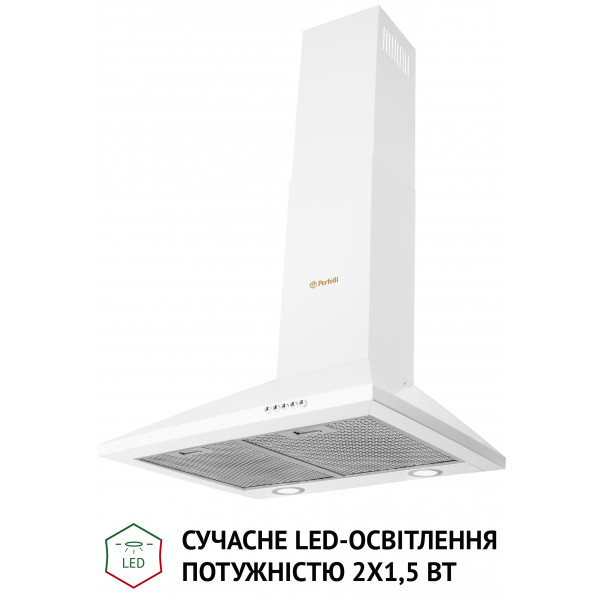 Фото - Витяжка декоративна Perfelli K 6610 WH 1000 LED