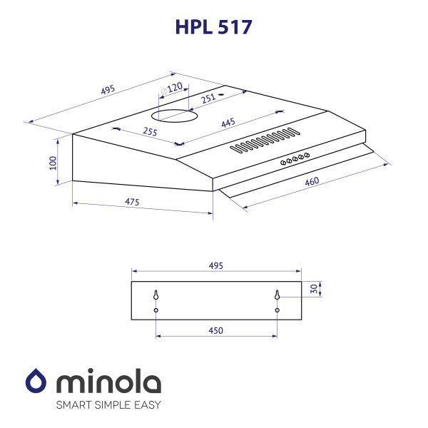 Фото - Витяжка традиційна Minola HPL 517 I