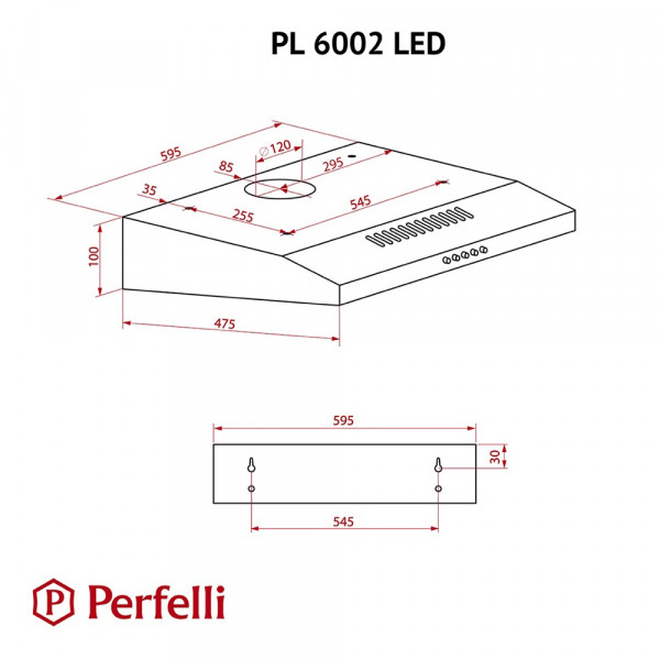 Фото - Витяжка традиційна Perfelli PL 6002 I LED