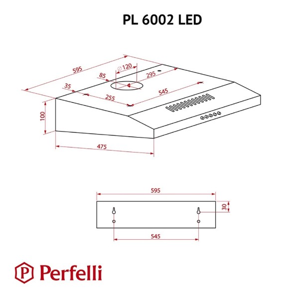 Фото - Витяжка традиційна Perfelli PL 6002 BL LED