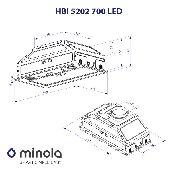 Фото - Витяжка вбудована Minola HBI 5202 WH 700 LED