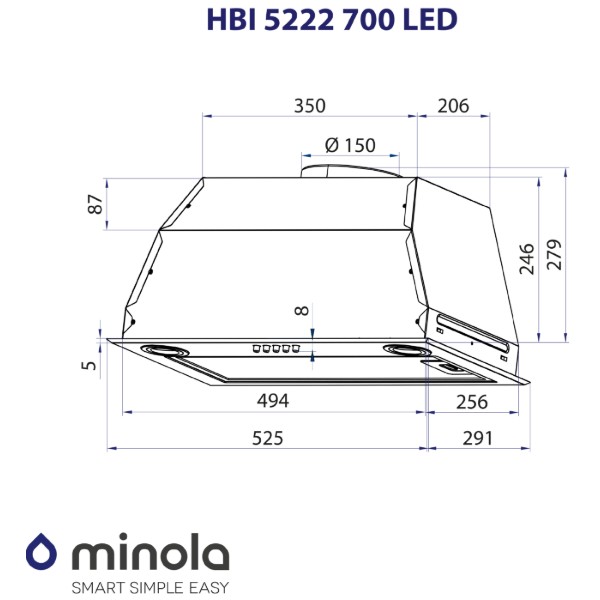 Фото - Витяжка вбудована Minola HBI 5222 BLF 700 LED