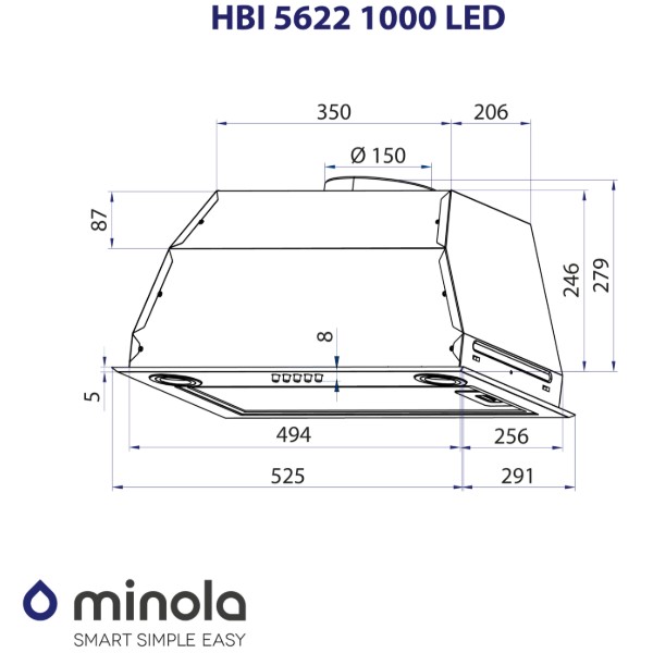 Фото - Вытяжка встраиваемая Minola HBI 5622 BLF 1000 LED